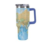 DWTJKMS Gobelet en acier inoxydable de 1200 ml - Anti-fuite - Grande capacité - Avec poignée et paille - Gobelet isotherme à double paroi sous vide - Réutilisable - Garde les boissons froides ou