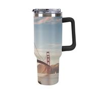 DWTJKMS Golden Gate Bridge - Gobelet en acier inoxydable étanche de grande capacité avec poignée et paille - Tasse isotherme à double paroi sous vide - Réutilisable - Garde le froid ou le chaud