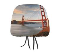 DWTJKMS Golden Gate Bridge Lot de 2 housses de protection réglables et réutilisables pour appuie-tête de voiture - Accessoires d'intérieur de voiture - Pour la plupart des voitures