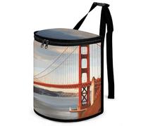 DWTJKMS Golden Gate Bridge Poubelle de voiture avec couvercle, grande capacité à suspendre, étanche, étanche, accessoire d'intérieur indispensable pour les voitures