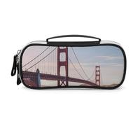DWTJKMS Golden Gate Bridge Trousse de maquillage portable en cuir étanche pour cosmétiques, pinceaux, crayons et accessoires de maquillage de voyage