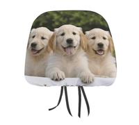DWTJKMS Golden Retriever Lot de 2 housses de protection réglables et réutilisables pour appuie-tête de voiture Motif chiots golden retriever