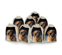 DWTJKMS Golden Retriever Lot de 8 petites pochettes cadeaux portables avec cordon de serrage réutilisables en coton et lin pour mariage, voyage, bureau, entraînement (unisexe)