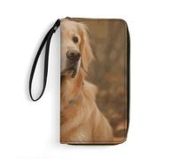 DWTJKMS Golden Retriever Portefeuille long fin en cuir synthétique pour homme et femme Portefeuille minimaliste avec emplacements pour cartes, blanc, 19,7 x 10,5 cm, blanc, 19.7x10.5cm