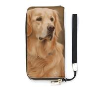 DWTJKMS Golden Retriever Portefeuille long fin en cuir synthétique pour homme et femme Portefeuille minimaliste avec emplacements pour cartes, blanc, 20 x 10,5 cm, blanc, 20x10.5cm