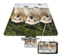 DWTJKMS Golden Retriever Tapis de pique-nique pliable et imperméable avec sac fourre-tout Grand tapis de pique-nique d'extérieur 147,3 x 147,3 cm Couverture de camping pour plage, parc, voyage