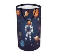 DWTJKMS Grand panier à linge pliable avec poignées de transport faciles à transporter, motif astronaute spatial, grand panier de rangement pour buanderie, dortoir, famille