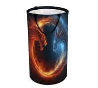 DWTJKMS Grand panier à linge pliable avec poignées de transport faciles et motif dragons de feu et de glace, grand panier de rangement pour buanderie, dortoir, famille