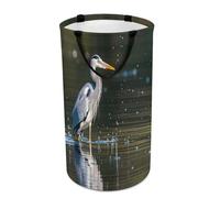 DWTJKMS Grand panier à linge pliable avec poignées de transport pour buanderie, dortoir, famille - Motif héron gris dans l'eau