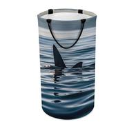 DWTJKMS Grand panier à linge pliable en forme d'aileron de requin avec poignées de transport facile pour buanderie, dortoir, famille