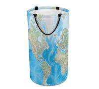 DWTJKMS Grand panier à linge pliable en forme de carte du monde avec poignées de transport facile pour buanderie, dortoir, famille