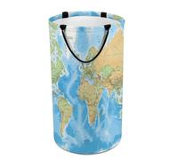 DWTJKMS Grand panier à linge pliable en forme de carte du monde avec poignées de transport facile pour buanderie, dortoir, famille