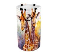 DWTJKMS Grand panier à linge pliable en forme de girafes aquarelle, panier à linge sale avec poignées de transport facile, grand panier de rangement pour buanderie, dortoir, famille