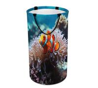DWTJKMS Grand panier à linge pliable en forme de poisson clown avec poignées de transport facile pour buanderie, dortoir, famille