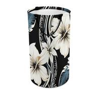 DWTJKMS Grand panier à linge pliable noir et blanc, motif fleurs hawaïennes, panier à linge sale avec poignées de transport facile, grand panier de rangement pour buanderie, dortoir, famille