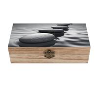 DWTJKMS Grande boîte de rangement décorative en bois gris avec couvercle à charnière et fermoir à l'avant pour travaux manuels, boîte à bijoux vintage en bois