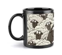 DWTJKMS Grande tasse à café en céramique avec poignée en forme de mouton noir et blanc, motif imprimé, tasse à thé, tasse à lait amusante pour homme et femme, passe au lave-vaisselle