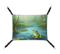 DWTJKMS Grenouille dans un étang Hamac pour chat - Hamac de couchage doux réglable pour animaux domestiques - Utilisation en toutes saisons pour chats, furets, chiots, lapins, petits animaux