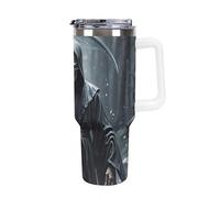 DWTJKMS Grim Reaper Gobelet en acier inoxydable étanche de grande capacité avec poignée et paille - Gobelet isotherme à double paroi sous vide - Réutilisable - Pour garder le froid ou le chaud - Blanc