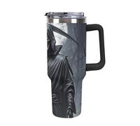 DWTJKMS Grim Reaper Gobelet en acier inoxydable étanche de grande capacité avec poignée et paille - Gobelet isotherme à double paroi sous vide - Réutilisable - Pour garder le froid ou le chaud - Noir