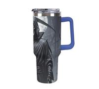 DWTJKMS Grim Reaper Gobelet en acier inoxydable étanche de grande capacité avec poignée et paille - Gobelet isotherme à double paroi sous vide - Réutilisable - Garde au froid ou au chaud - Bleu foncé