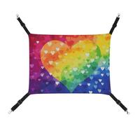 DWTJKMS Hamac coloré arc-en-ciel en forme de cœur pour chat, hamacs de couchage doux, hamac réglable pour animaux de compagnie, utilisation en toutes saisons pour chats, furets, chiots, lapins, petits