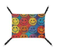 DWTJKMS Hamac coloré pour chat avec visage souriant - Hamac de couchage doux réglable pour animaux domestiques - Utilisation en toutes saisons pour chats, furets, chiots, lapins, petits animaux