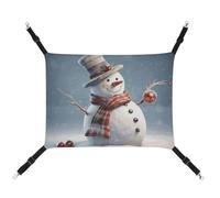 DWTJKMS Hamac de Noël amusant avec bonhomme de neige pour chat, hamacs de couchage doux, hamac réglable pour animaux de compagnie, utilisation en toutes saisons pour chats, furets, chiots, lapins