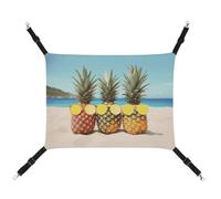 DWTJKMS Hamac de plage jaune géométrique ananas pour chat, hamacs de couchage doux réglable pour animaux de compagnie, utilisation en toutes saisons pour chats, furets, chiots, lapins, petits animaux