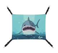 DWTJKMS Hamac flottant dans l'eau pour chat, motif requin de dessin animé, hamac de couchage doux réglable pour animal domestique, utilisation en toutes saisons pour chats, furets, chiots, lapins
