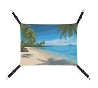 DWTJKMS Hamac hawaïen de plage avec palmiers pour chat, hamacs de couchage doux, hamac réglable pour animaux domestiques, toutes saisons, utilisation pour chats, furets, chiots, lapins, petits animaux