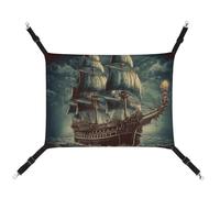 DWTJKMS Hamac nautique vintage bateau pirate pour chat, hamacs de couchage doux réglable pour animaux domestiques, toutes saisons, utilisation pour chats, furets, chiots, lapins, petits animaux