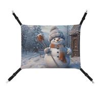 DWTJKMS Hamac pour chat avec bonhomme de neige et chat - Hamac de couchage réglable pour toutes saisons - Utilisation pour chats, furets, chiots, lapins, petits animaux (classique)