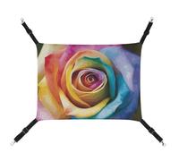 DWTJKMS Hamac pour chat avec fleurs de rose arc-en-ciel - Hamacs de couchage doux réglable pour toutes saisons - Utilisation pour chats, furets, chiots, lapins, petits animaux (classique)