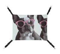 DWTJKMS Hamac pour chat avec lunettes de bouledogue français - Hamac doux réglable pour toutes saisons - Utilisation pour chats, furets, chiots, lapins, petits animaux (classique)