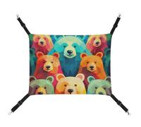 DWTJKMS Hamac pour chat avec ours colorés - Hamac de couchage réglable pour animaux domestiques - Utilisation en toutes saisons pour chats, furets, chiots, lapins, petits animaux (classique)