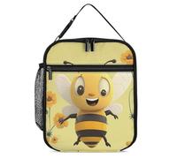 DWTJKMS Happy Bee Sac à déjeuner isotherme, étanche pour homme et femme, avec poignée, boîte à déjeuner isotherme réutilisable pour bureau, travail, pique-nique