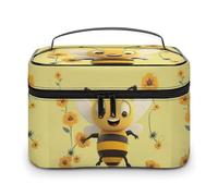 DWTJKMS Happy Bee Trousse de maquillage portable de grande capacité avec poignée et séparateur