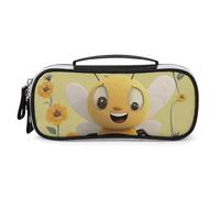 DWTJKMS Happy Bee Trousse de maquillage portable en cuir étanche pour cosmétiques, pinceaux, crayons et accessoires de maquillage de voyage