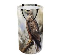 DWTJKMS Hawk Sitting In The Tree Panier à linge pliable, panier à vêtements sales avec poignées de transport facile, grand panier de rangement pour buanderie, dortoir, famille
