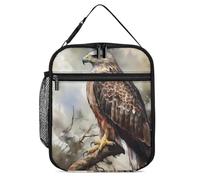 DWTJKMS Hawk Sitting In The Tree Sac à déjeuner isotherme, étanche pour homme et femme, avec poignée, boîte à déjeuner isotherme réutilisable pour bureau, travail, pique-nique