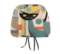DWTJKMS Housse d'appui-tête de voiture motif chat art moderne du milieu du siècle, 1 pièce, réglable, réutilisable, accessoires d'intérieur de voiture, mignon vintage, housse de protection pour sièges