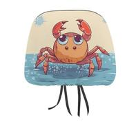 DWTJKMS Housse d'appui-tête de voiture motif crabe de dessin animé - Réglable et réutilisable - Accessoire d'intérieur de voiture mignon vintage - Pour la plupart des voitures