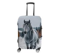 DWTJKMS Housse de bagage motif cheval gris dans un paysage d'hiver enneigé, simple et généreuse, housse anti-poussière lavable, résistante aux rayures pour valise de 48,3 à 81,3 cm, Style :, S, Housse