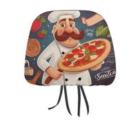 DWTJKMS Housse de protection pour appuie-tête de siège de voiture Chef Pizza - Réglable et réutilisable - Accessoires d'intérieur de voiture - Jolie housse de protection vintage pour la plupart des