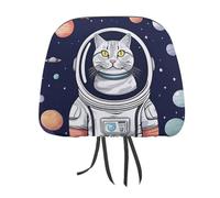 DWTJKMS Housse de protection pour appuie-tête de siège de voiture motif chat dans l'espace - Réglable et réutilisable - Accessoires d'intérieur de voiture - Jolie housse de protection vintage pour la