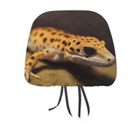DWTJKMS Housse de protection pour appuie-tête de siège de voiture motif léopard Little Gecko - Réglable et réutilisable - Accessoires d'intérieur de voiture - Pour la plupart des voitures