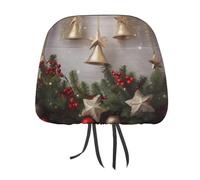 DWTJKMS Housse de protection pour appuie-tête de siège de voiture motif sapin de Noël et cloches - 1 pièce réglable et réutilisable - Accessoires d'intérieur de voiture - Jolie housse de protection
