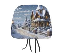 DWTJKMS Housse de protection pour appuie-tête de siège de voiture - Motif scène heureuse de Noël - Réutilisable - Accessoires d'intérieur de voiture - Jolie housse de protection vintage pour la