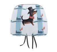 DWTJKMS Housse de protection pour appuie-tête de siège de voiture motif teckel parisien, réglable, réutilisable, accessoire d'intérieur de voiture, mignon, vintage, pour la plupart des voitures